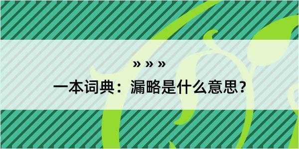 一本词典：漏略是什么意思？