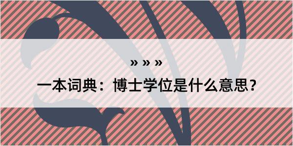 一本词典：博士学位是什么意思？