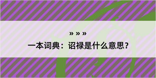 一本词典：诏禄是什么意思？