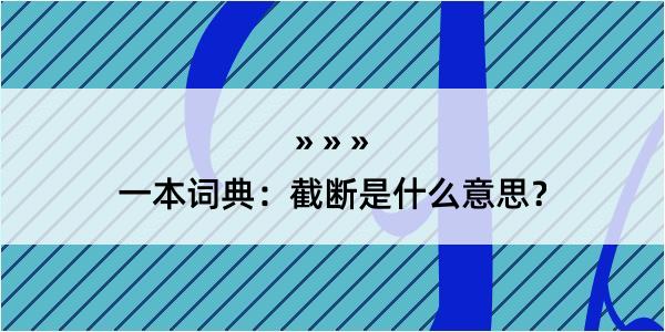 一本词典：截断是什么意思？