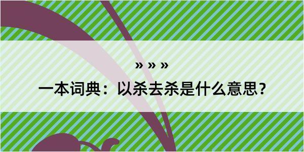 一本词典：以杀去杀是什么意思？