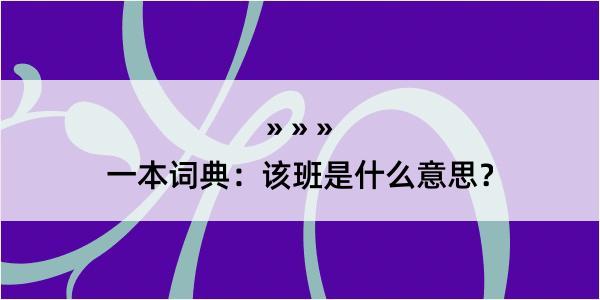 一本词典：该班是什么意思？