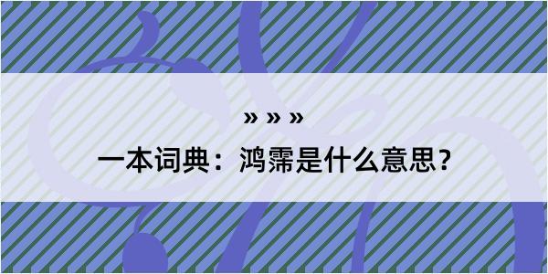 一本词典：鸿霈是什么意思？