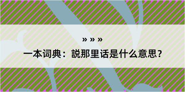 一本词典：説那里话是什么意思？