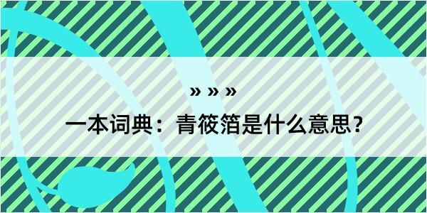 一本词典：青筱箔是什么意思？