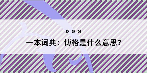 一本词典：博格是什么意思？