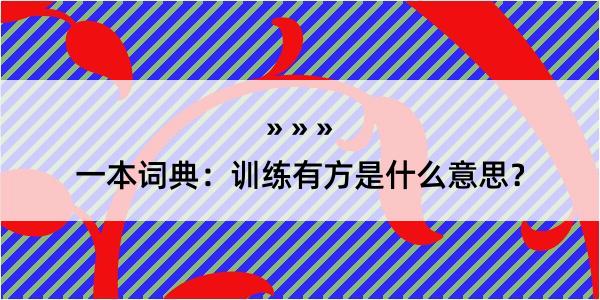 一本词典：训练有方是什么意思？