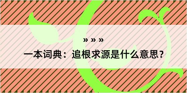 一本词典：追根求源是什么意思？