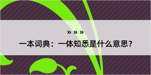 一本词典：一体知悉是什么意思？