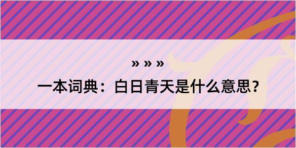 一本词典：白日青天是什么意思？