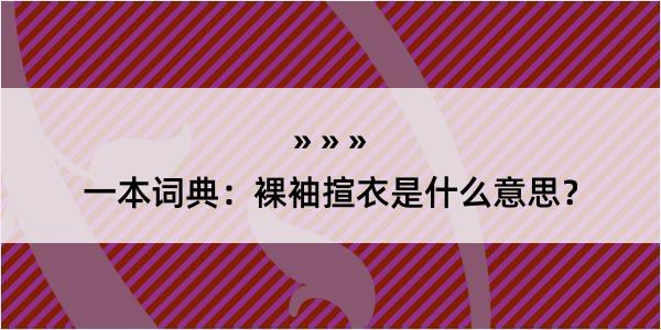 一本词典：裸袖揎衣是什么意思？