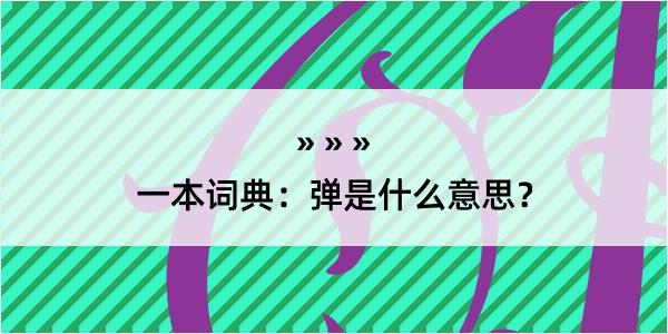 一本词典：弹是什么意思？