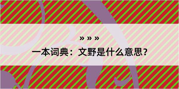 一本词典：文野是什么意思？