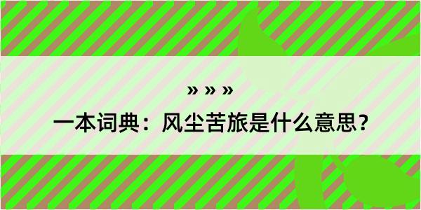 一本词典：风尘苦旅是什么意思？