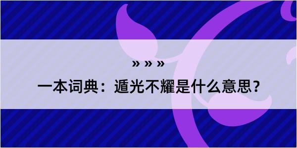 一本词典：遁光不耀是什么意思？