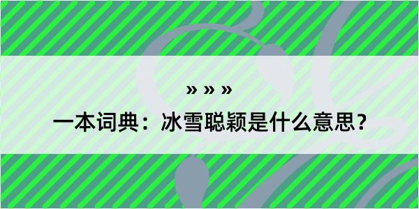 一本词典：冰雪聪颖是什么意思？