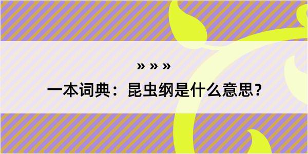 一本词典：昆虫纲是什么意思？