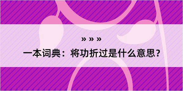 一本词典：将功折过是什么意思？