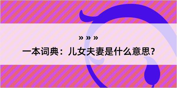 一本词典：儿女夫妻是什么意思？