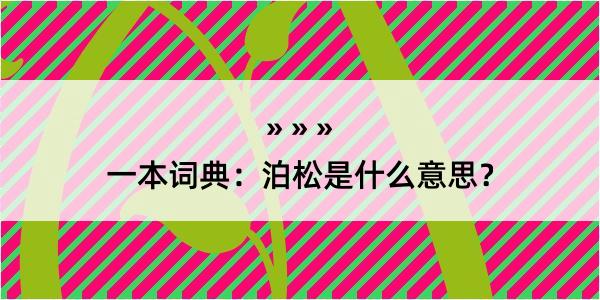 一本词典：泊松是什么意思？