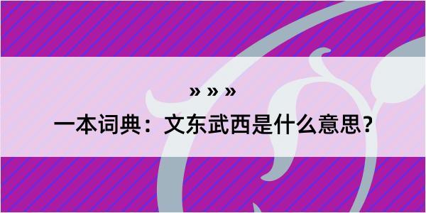 一本词典：文东武西是什么意思？