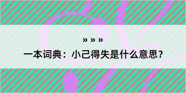 一本词典：小己得失是什么意思？