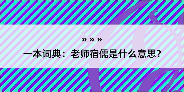 一本词典：老师宿儒是什么意思？