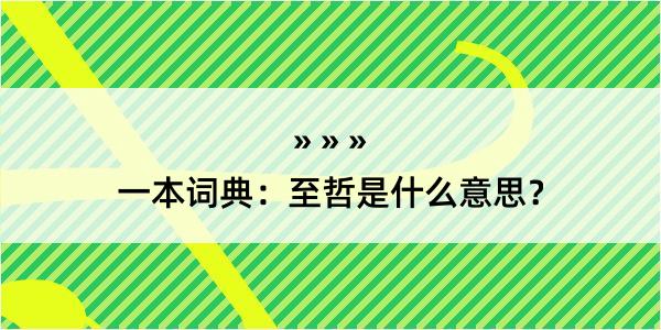 一本词典：至哲是什么意思？