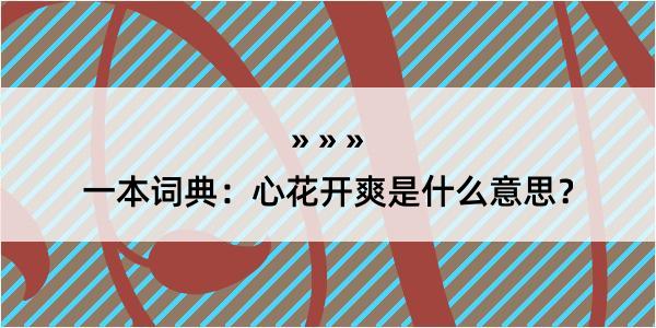 一本词典：心花开爽是什么意思？