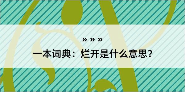 一本词典：烂开是什么意思？