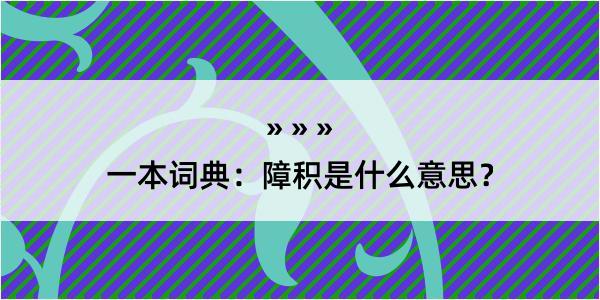 一本词典：障积是什么意思？