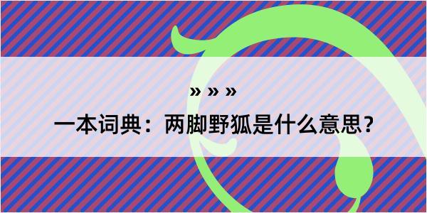 一本词典：两脚野狐是什么意思？