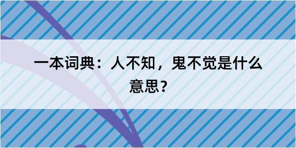 一本词典：人不知，鬼不觉是什么意思？