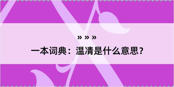 一本词典：温凊是什么意思？