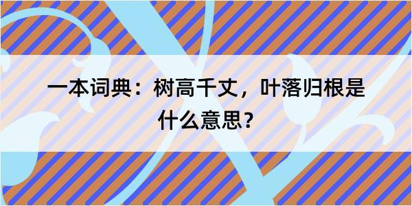 一本词典：树高千丈，叶落归根是什么意思？