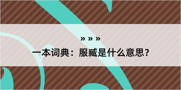 一本词典：服臧是什么意思？