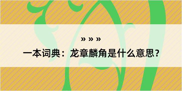 一本词典：龙章麟角是什么意思？