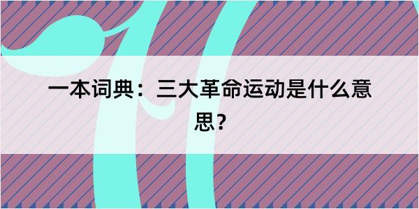 一本词典：三大革命运动是什么意思？