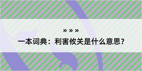 一本词典：利害攸关是什么意思？