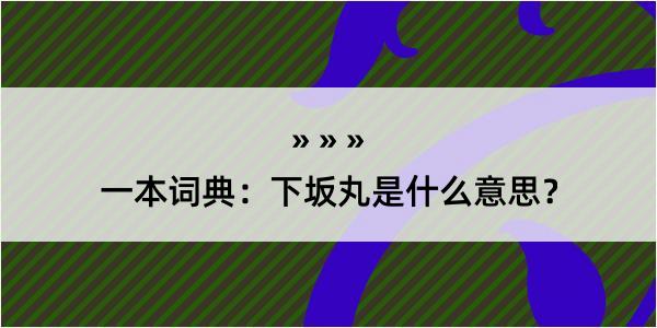 一本词典：下坂丸是什么意思？