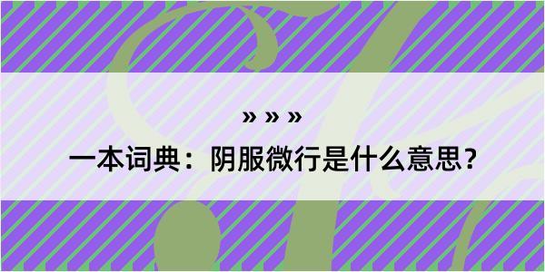 一本词典：阴服微行是什么意思？