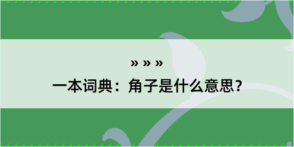 一本词典：角子是什么意思？