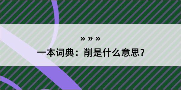 一本词典：削是什么意思？