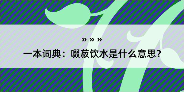 一本词典：啜菽饮水是什么意思？