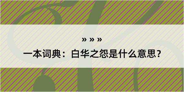 一本词典：白华之怨是什么意思？