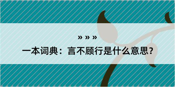 一本词典：言不顾行是什么意思？