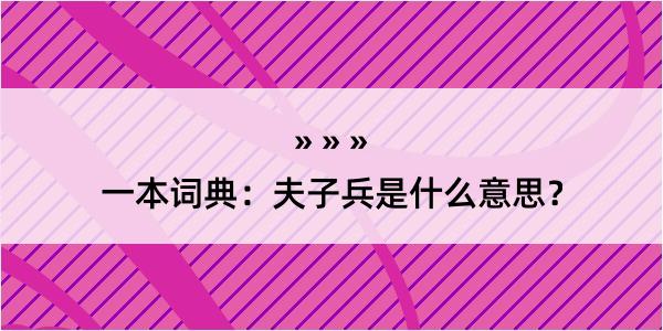 一本词典：夫子兵是什么意思？