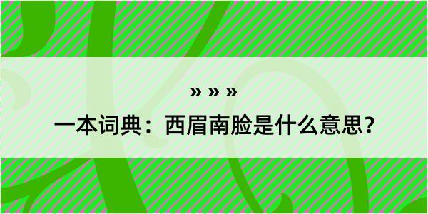 一本词典：西眉南脸是什么意思？