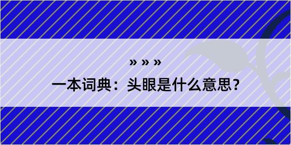 一本词典：头眼是什么意思？