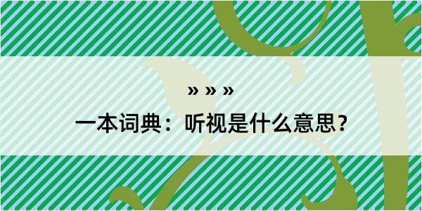 一本词典：听视是什么意思？